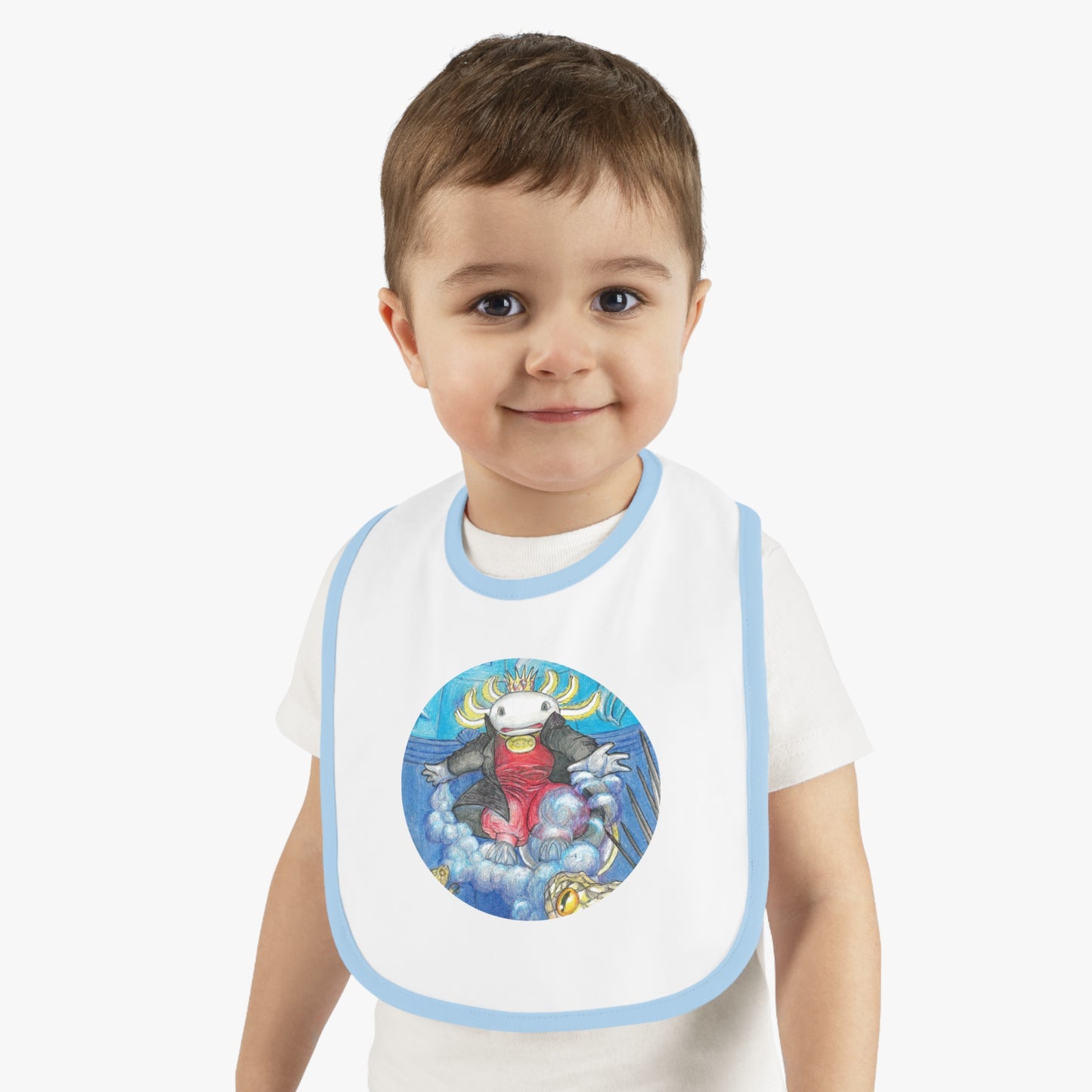 Baby Contrast Trim Jersey Bib with the Adventures of a King motif