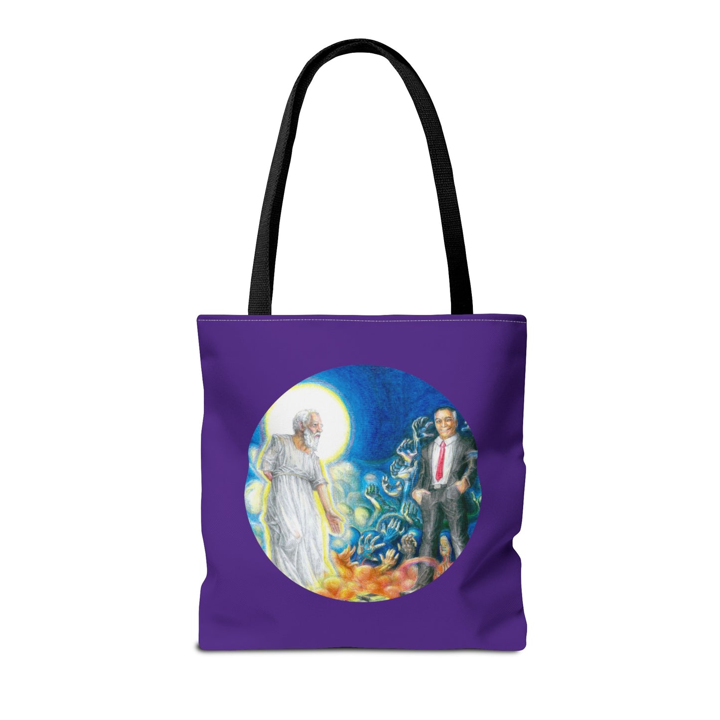 Tote Bag (AOP) with the Albionian Book of the Dead and Living motif