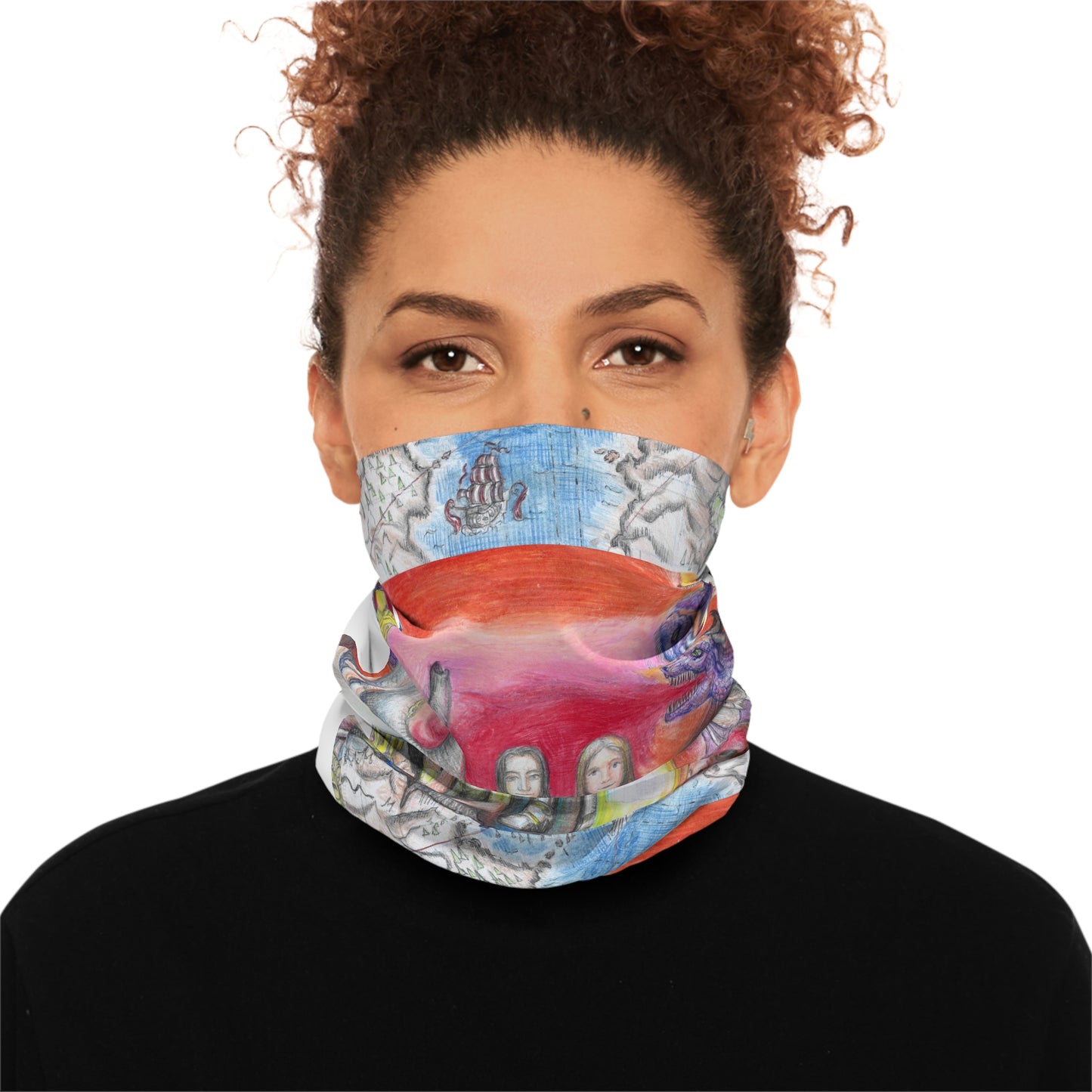 Lightweight Neck Gaiter with Adventures of a King motif