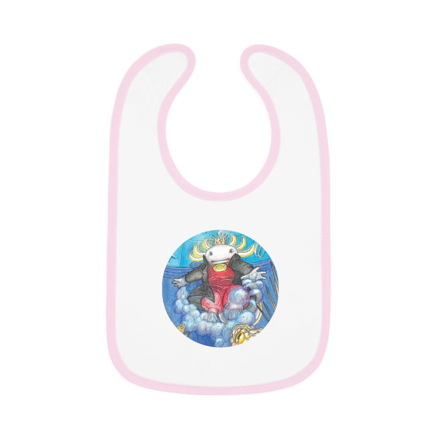 Baby Contrast Trim Jersey Bib with the Adventures of a King motif