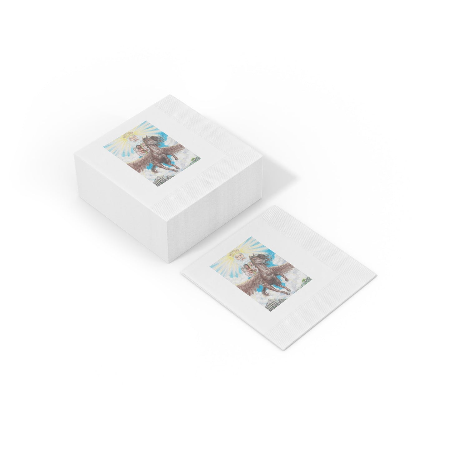 White Coined Napkins with Race to God's table motif