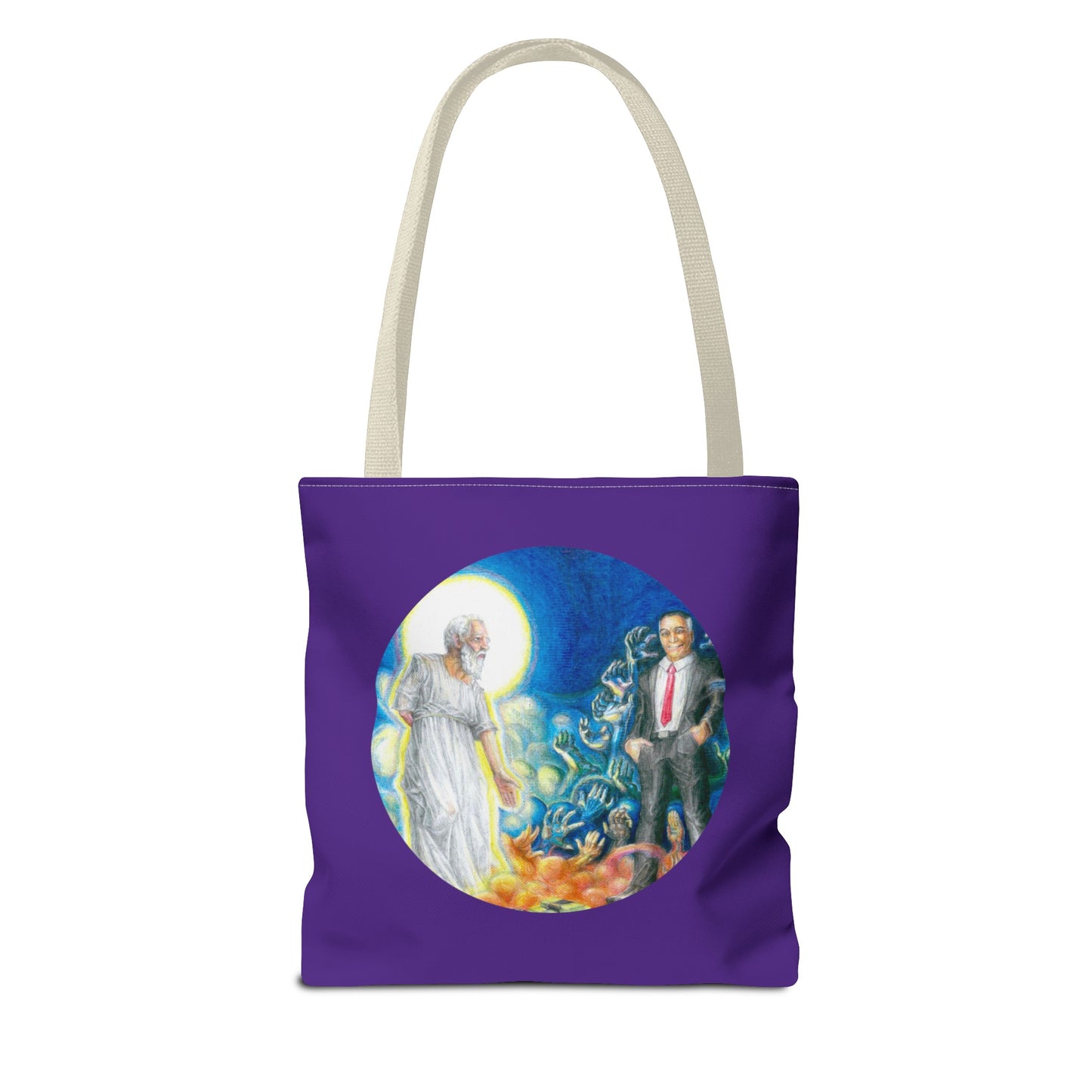 Tote Bag (AOP) with the Albionian Book of the Dead and Living motif