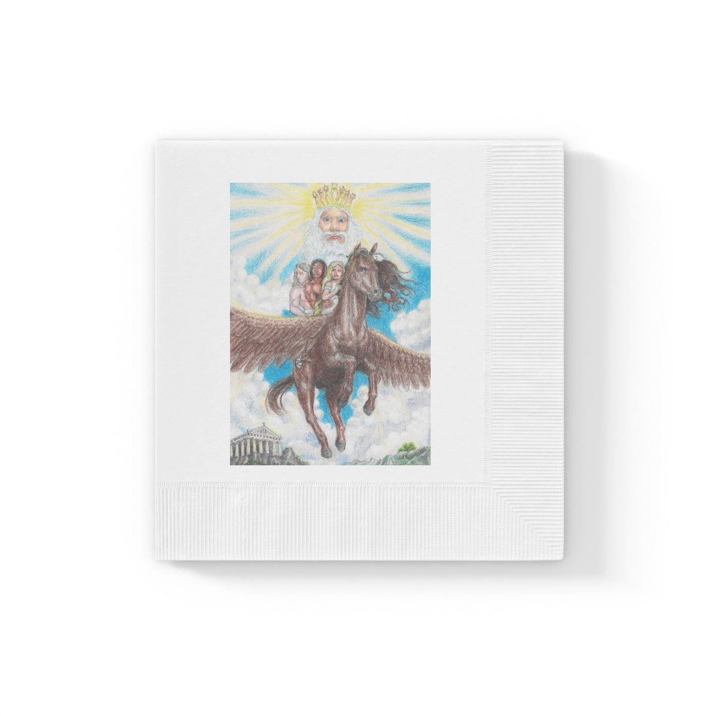 White Coined Napkins with Race to God's table motif