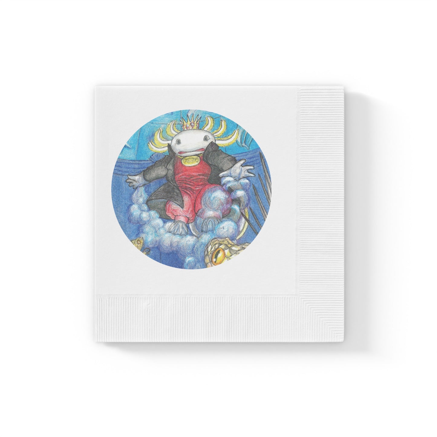 White Coined Napkins with Adventures of a King motif