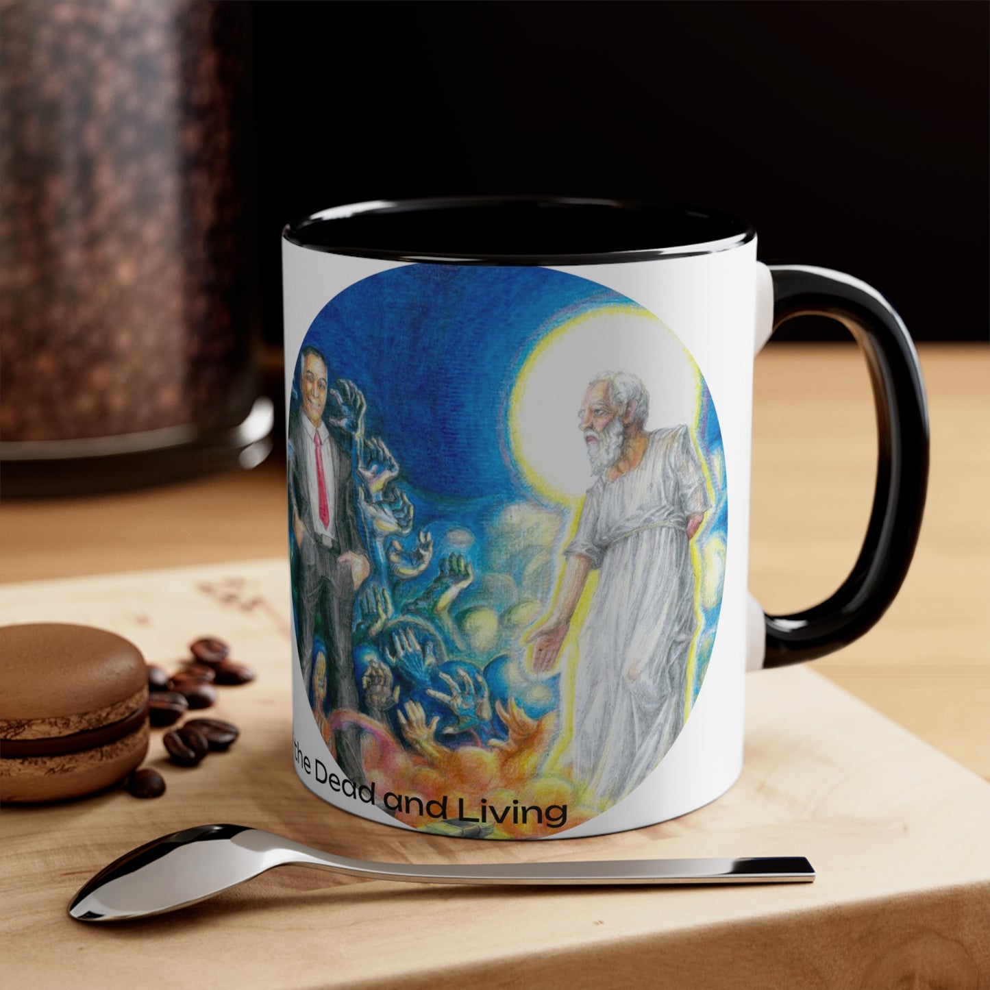 Accent Coffee Mug, 11oz with The Albionian Book of the Dead and Living motif