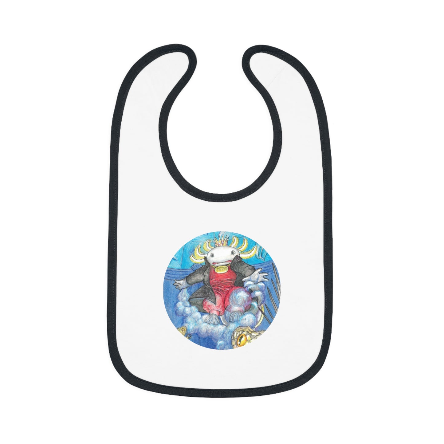 Baby Contrast Trim Jersey Bib with the Adventures of a King motif