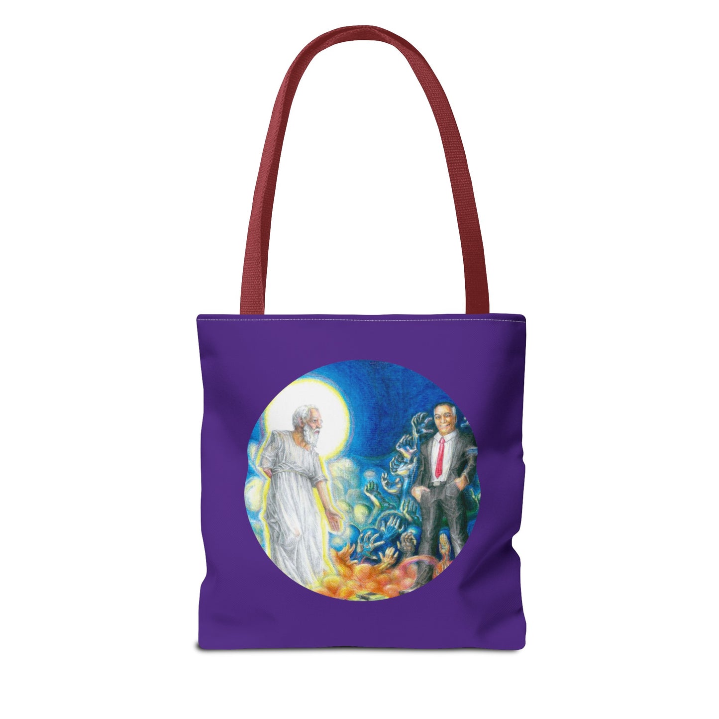 Tote Bag (AOP) with the Albionian Book of the Dead and Living motif