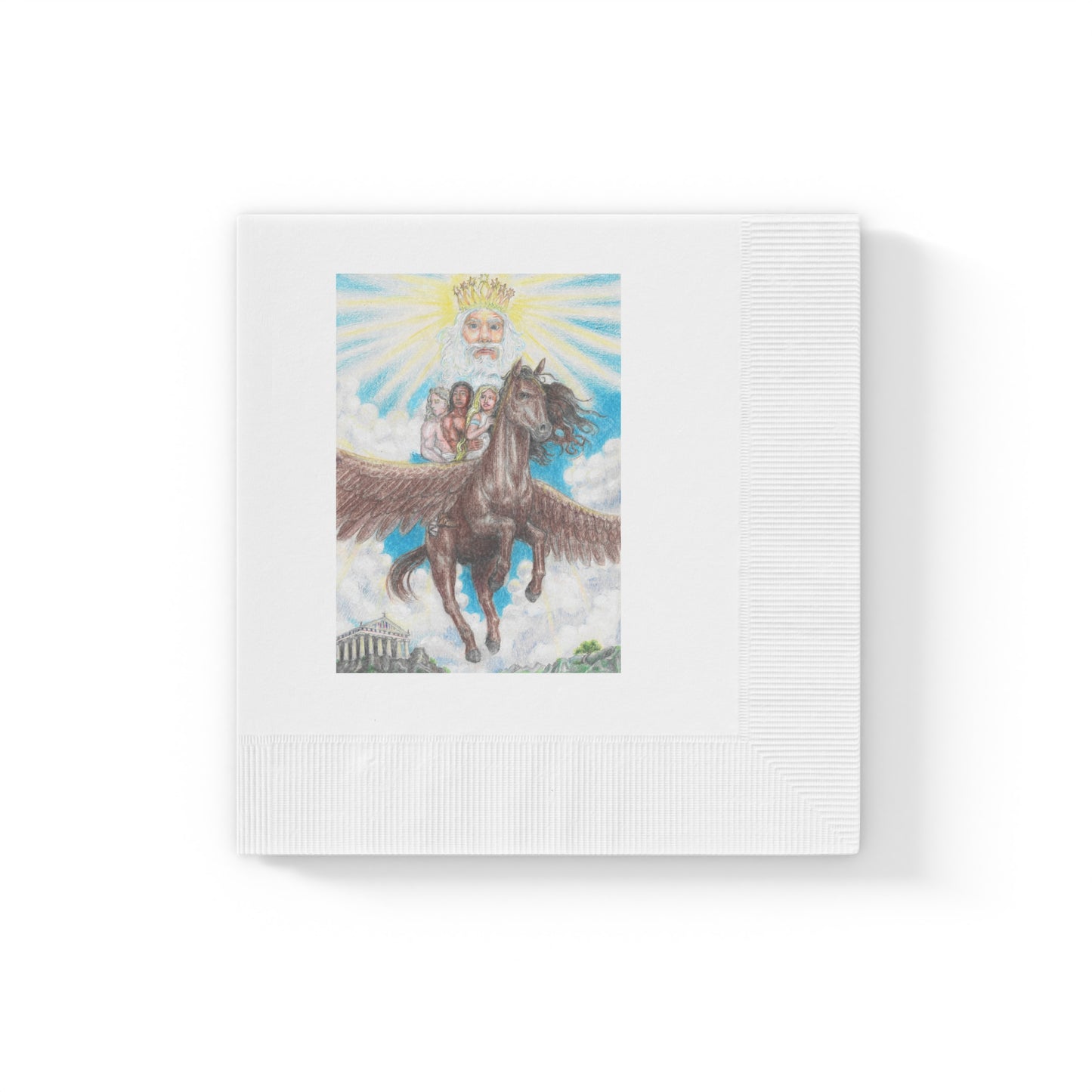 White Coined Napkins with Race to God's table motif