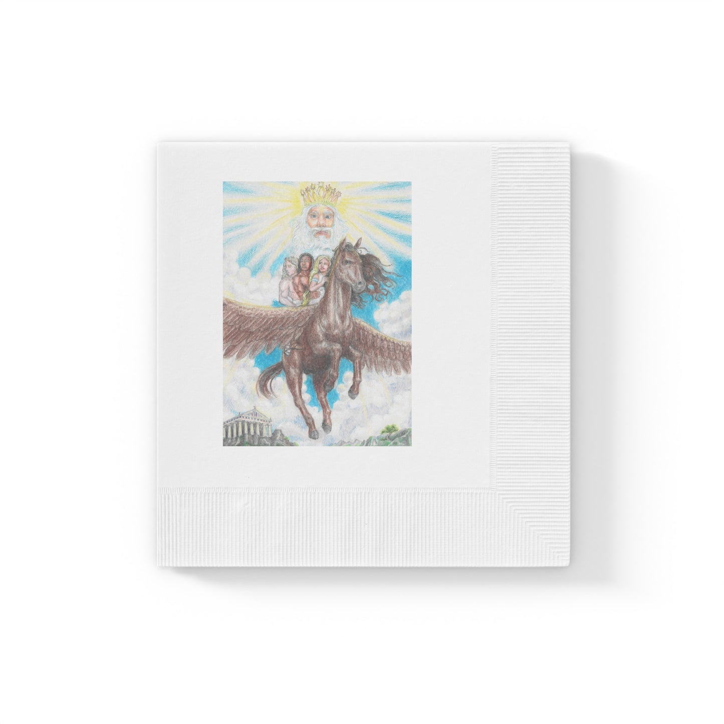 White Coined Napkins with Race to God's table motif