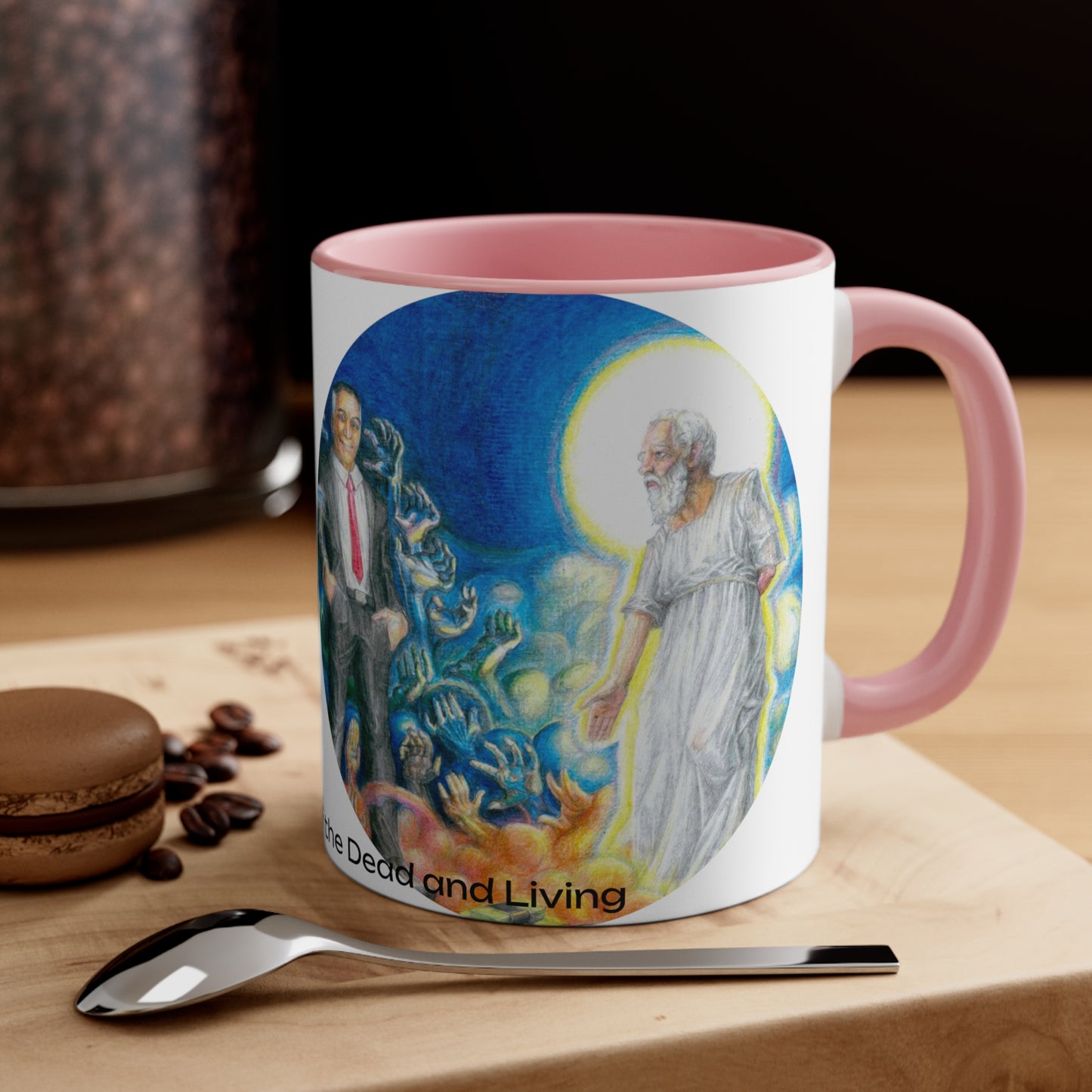 Accent Coffee Mug, 11oz with The Albionian Book of the Dead and Living motif