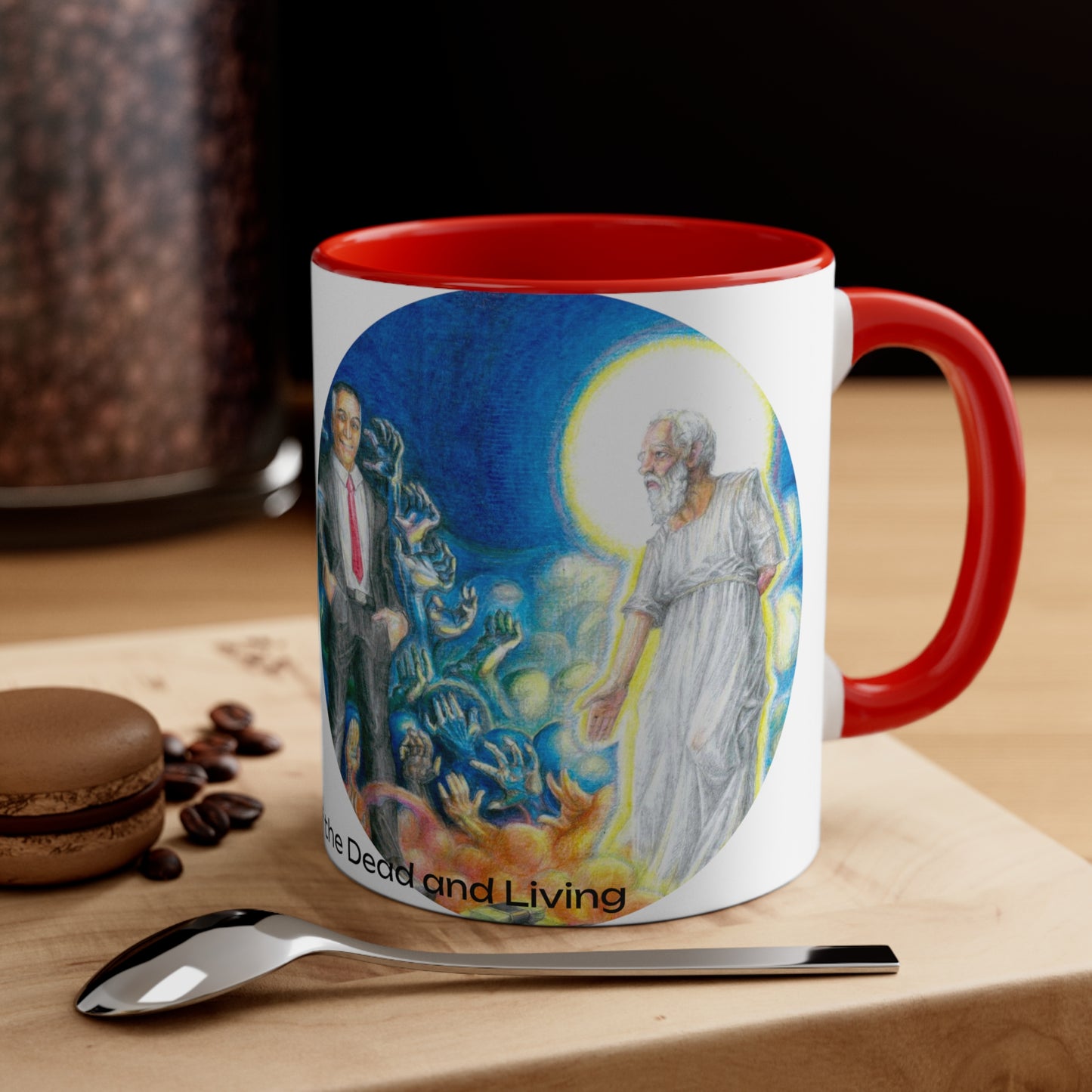 Accent Coffee Mug, 11oz with The Albionian Book of the Dead and Living motif