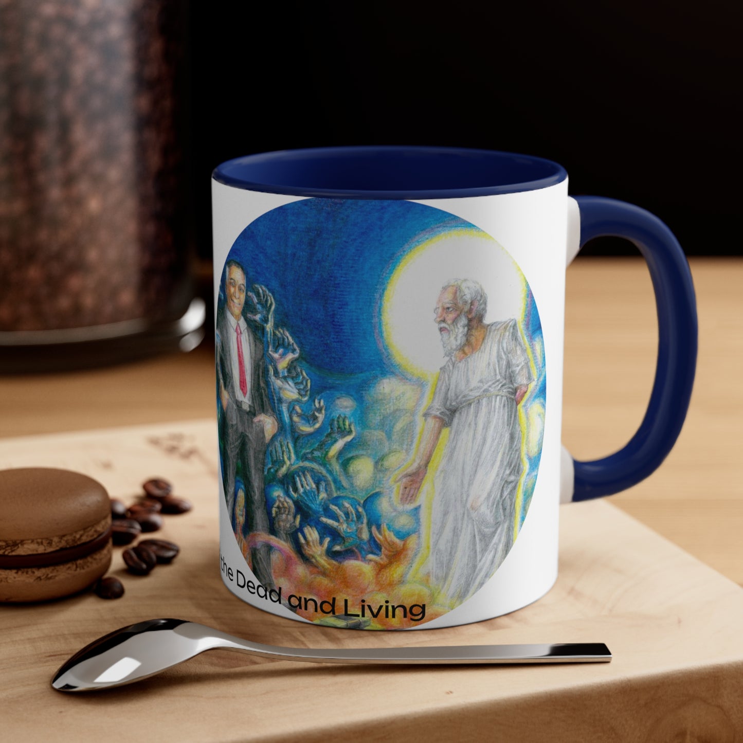 Accent Coffee Mug, 11oz with The Albionian Book of the Dead and Living motif