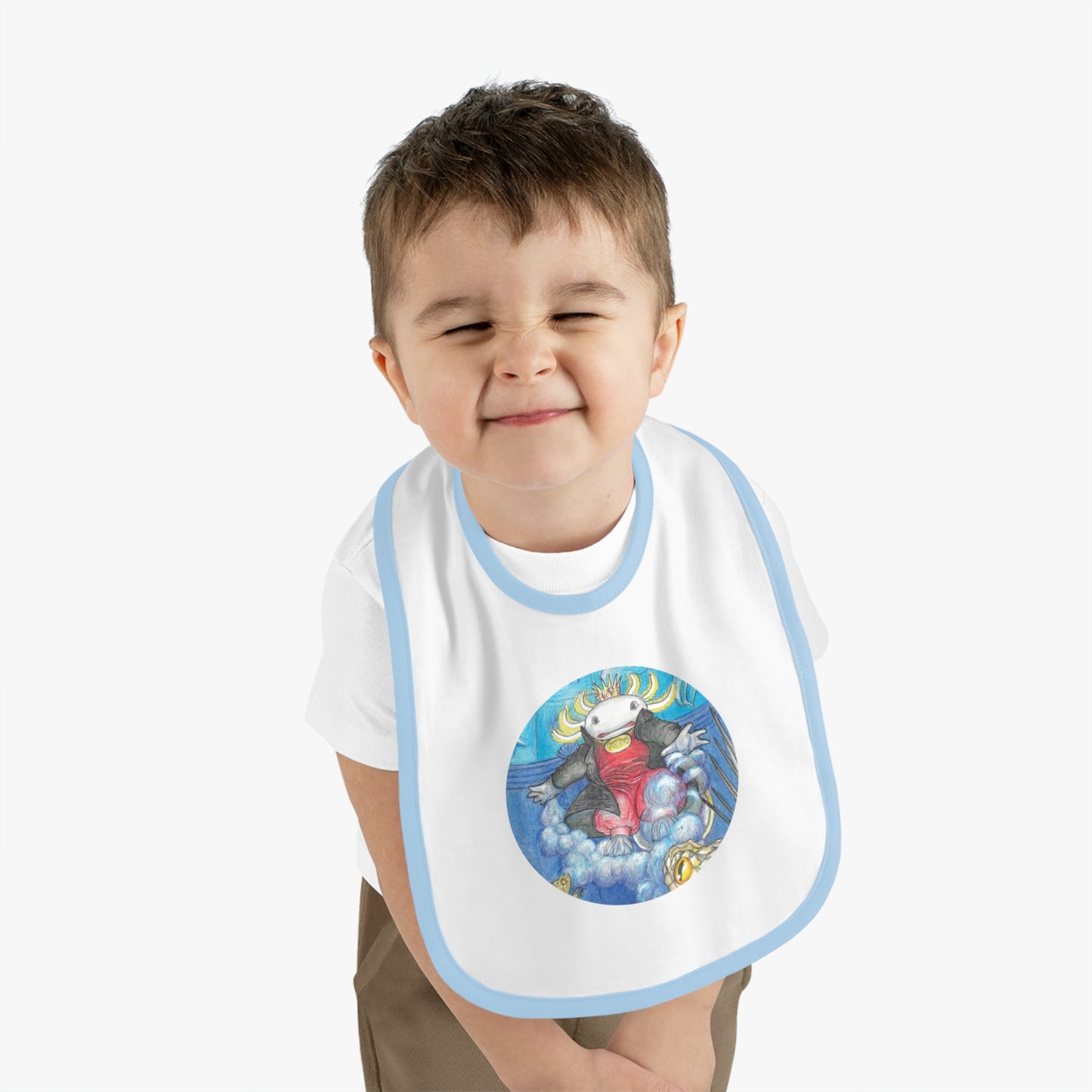 Baby Contrast Trim Jersey Bib with the Adventures of a King motif